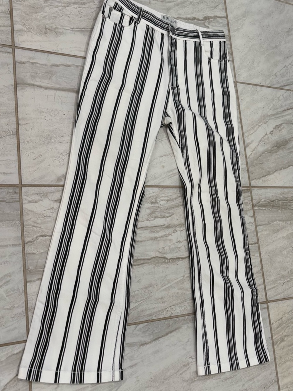 Blank Paige Size Medium White/Black Striped Flare Pants